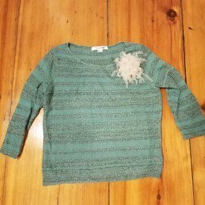 Seafoam Green Sweater with Flower Applique
